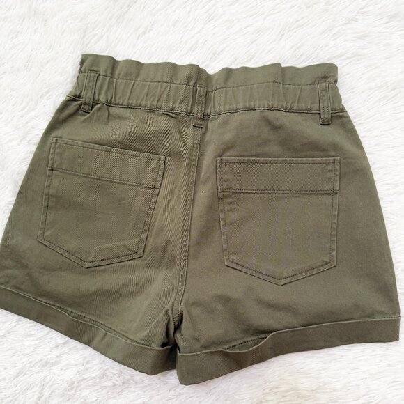 Women Express Shortie Super High Rise Paperbag in Olive Green Size Small - Picture 9 of 9
